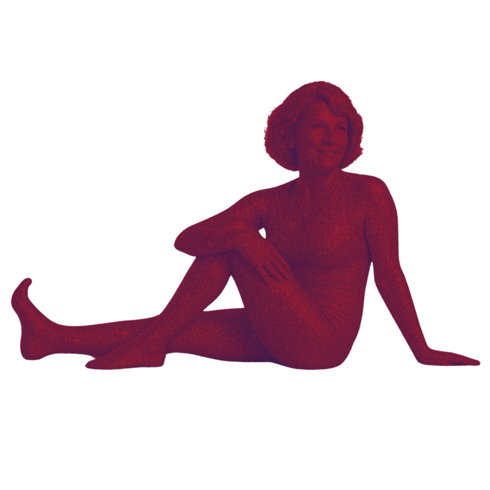 Sitzende Yoga Pose Rote Frau in sitzender Yoga Pose